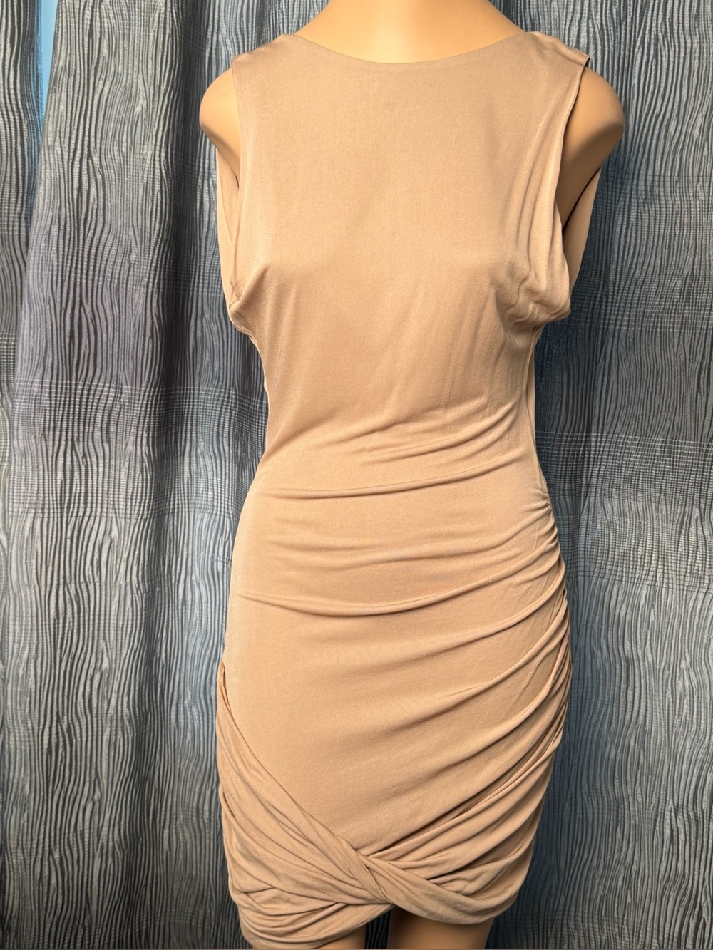 MAX AZRIA Sleeveless Ruched Bodycon Dress in Taupe Size XSmall